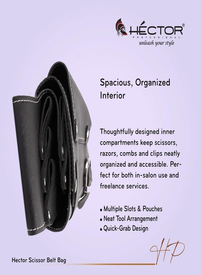 HECTOR Professional Leather Scissors Belt Kit Pouch with Metal Studs, Black - Image 2